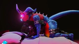 Flamedramon and Hybrid 2 Rock Dragonboyhug