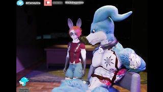 (No tongue sound ) BIG DRAGON AND LITTLE BUNNY GAY Furry 3D Animacion Dragonboyhug