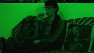 Beth Kinky - Sexy goth domina smoking in green light pt1 HD Beth Kinky